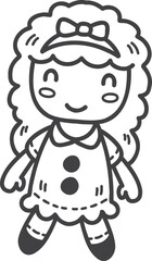 Hand Drawn baby girl doll illustration