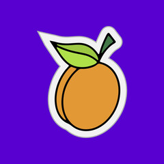 Doodle apricot or peach icon. Sketch fruit sticker. Vector stock illustration. EPS 10