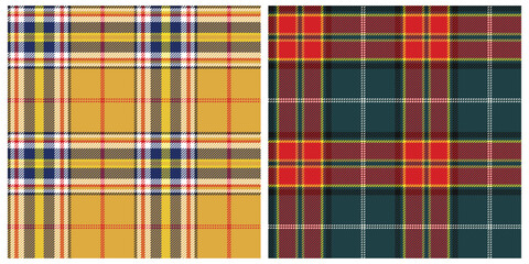 yellow, blue, red and green tartan plaid scottish seamless patterns. flannel plaid and checkered patterns vector.