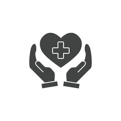 Heart Care Icon with Hands icons  symbol vector elements for infographic web