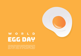 World egg day background banner poster with cute egg on orange color.