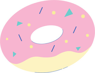 Illustration of donut strawberry flavor element for decorative