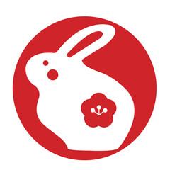 2023年　卯年　年賀状　イラスト　和風なうさぎのシンプルな置物風 スタンプはんこ　アイコン風