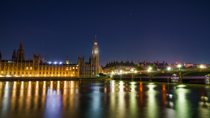 Fototapeta na wymiar Night time view of Big Ben and Westminster