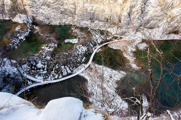 Plitvice lakes national park in Croatia in winter