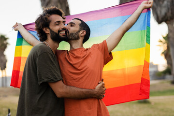 Happy couple kissing. LGBT community.