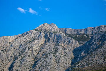Fototapeta na wymiar Sveti Ilija peak above Orebic, Croatia