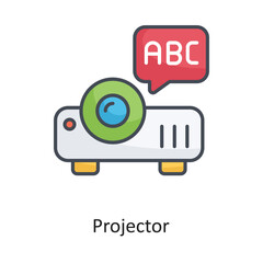Projector Filled Outline Vector Icon Design illustration on White background. EPS 10 File