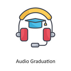 Audio Graduation Filled Outline Vector Icon Design illustration on White background. EPS 10 File