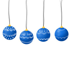 Beautiful New Year's balls. Cute Christmas garland with balloons. New Year decorations and balloons. Balloons with festive patterns.Cute new year decorations for holiday.