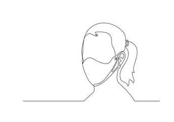 One continuous line drawing a medical face mask. Concept of coronavirus.