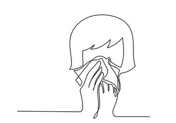 One continuous line drawing a medical face mask. Concept of coronavirus.