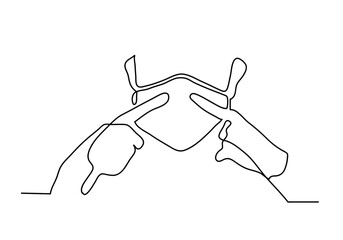 One continuous line drawing a medical face mask. Concept of coronavirus.