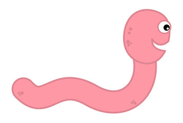 A smiling pink worm in profile on a white background