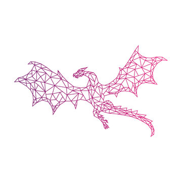 dragon logo, Dragon flying geometric polygonal vector illustration