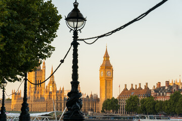Big Ben clock at sunrise light in London. England