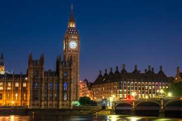 Big Ben at night in London. England