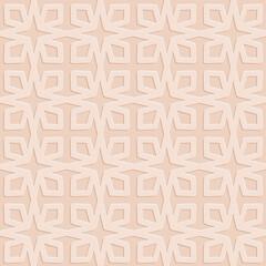 Monochrome arabic seamless pattern embossed perforated beige background, vector illustration for design