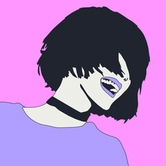 Fashion minimal illustration. Stylish Party Girl. 