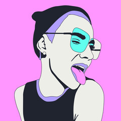 Fashion minimal illustration. Stylish Party Girl. 