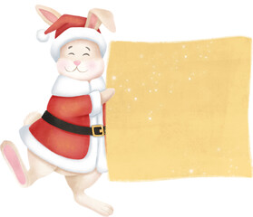 Christmas rabbit - Santa Claus. Isolated illustration
