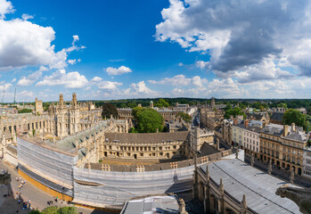 Aerial panorama of Oxford city in England