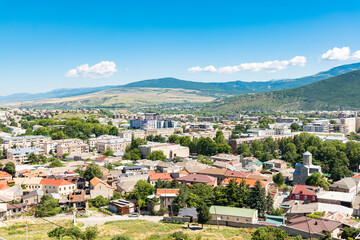 Fototapeta na wymiar The city of Gori seen from the castle hill
