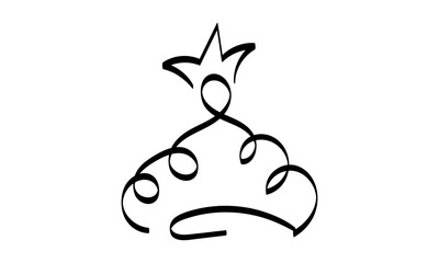 Hand drawn doodle crown. Crown logo hand drawn icon. Black doodle element isolated on white.