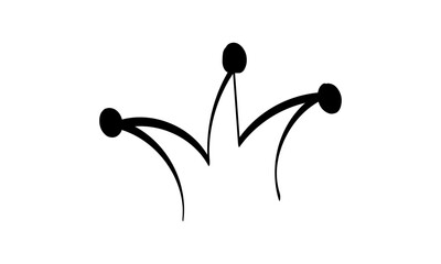 Hand drawn doodle crown. Crown logo hand drawn icon. Black doodle element isolated on white.