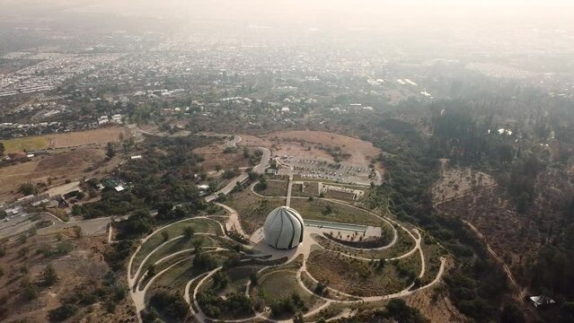 Templo Bah&aacute;'&iacute; de Sudam&eacute;rica from above in Santiago, Chile