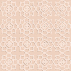 Beige seamless pattern, monochrome arabesque ornate arabic background for design and decoration
