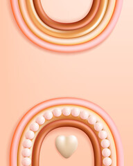 Boho style rainbow arc. Vector illustration cartoon template for greeting card or poster.