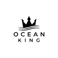 Obraz premium trident king ocean wave logo design