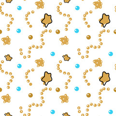Seamless Christmas pattern of stars and balls. Print for printing on packaging paper, fabric.