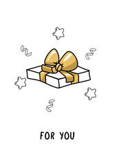 A greeting card with a gift and an inscription for you. Christmas poster