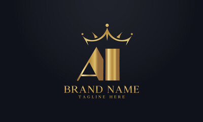 King crown logo design vector and extra bold queen symbol