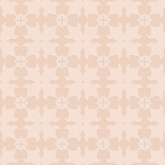 Perforated embossed seamless pattern on beige background, Arabic arabesque style vector illustration