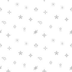 Seamless pattern with sparkle and star icon on white background. Included the icons as glittering, glow, shine, starry, twinkle dryer And Other Elements.