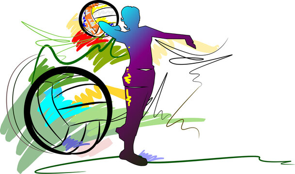   volleyball sport art and brush style