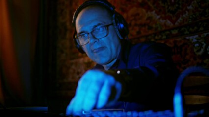 Sound director working in the home record studio