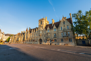 Broad street architecture at sunrise in Oxford. England