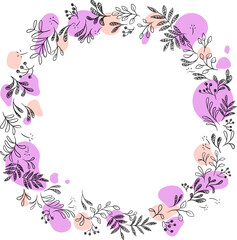 Obraz na płótnie Canvas floral wreath pink purple- frame PNG