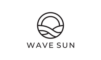 sun and waves logo design. luxury linear outline style.