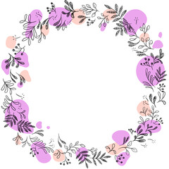 floral wreath pink purple- frame