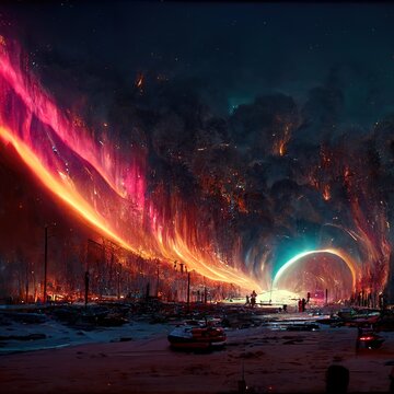 Sci-fi Fire As Aurora Lights, With Hypnotizing Heat Waves