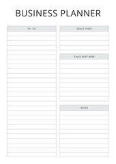 Simple Business Planner Sheet