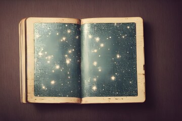 Closeup of an ancient book. It could be of spells, alchemy, religion, witchcraft, maps or more. 