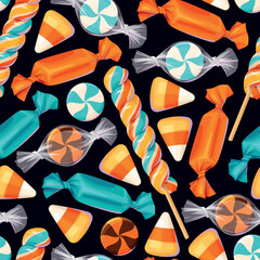 Sweets candies halloween seamless pattern - 535731185