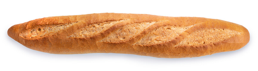 Freshly baked Delicious baguette bread isolated on white background, Baguette bread on white With work path.
