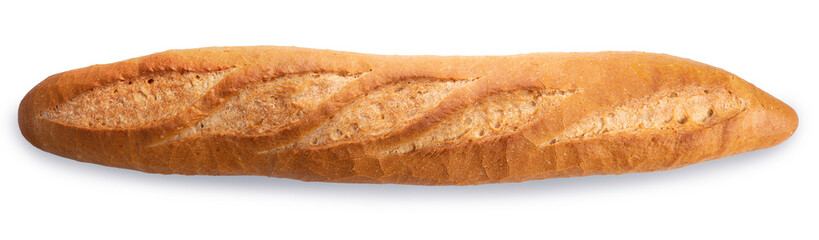 Freshly baked Delicious baguette bread isolated on white background, baguette bread on white With work path.